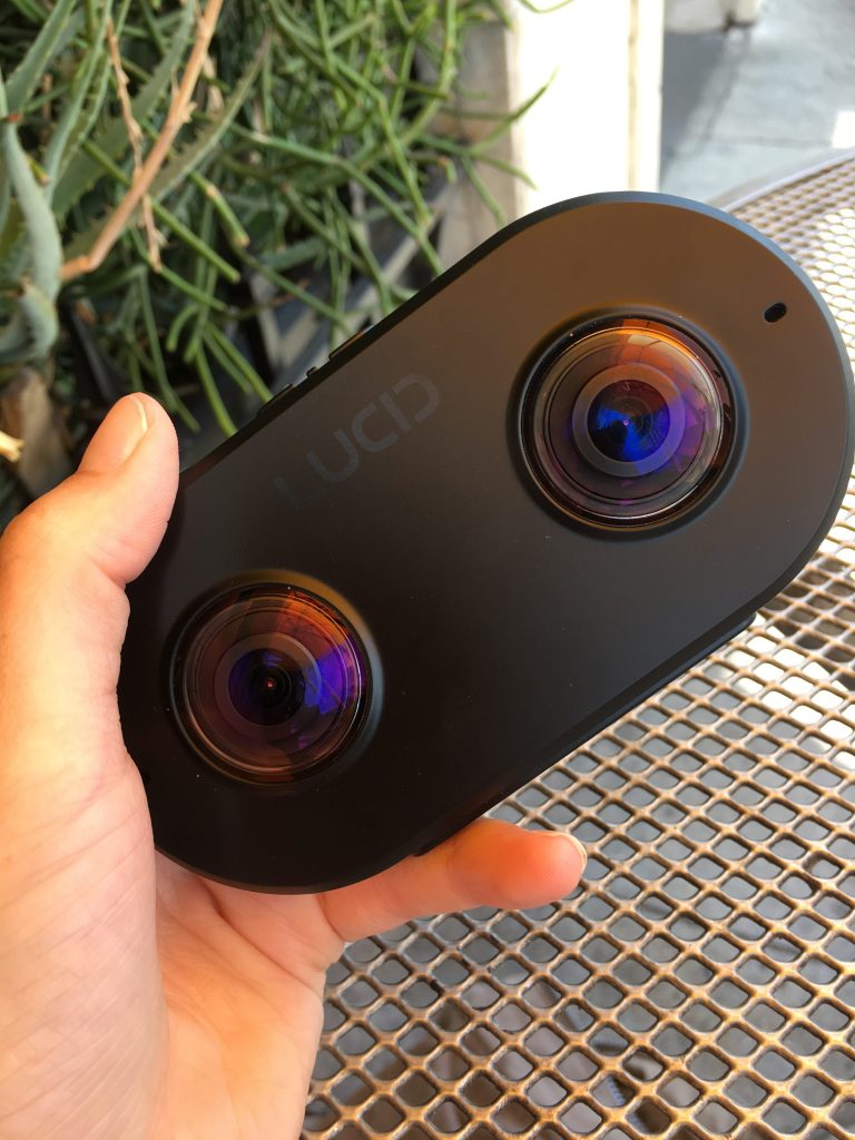 The camera’s dual wide angle lenses are situated the average distance between humans’ eyes to recreate depth.